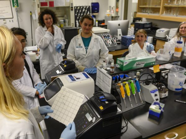 teachers in a lab