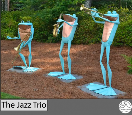 Jazz Trio frog sculpture