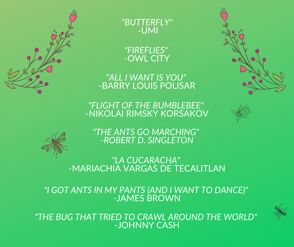 Graphic of list of insect-themed songs