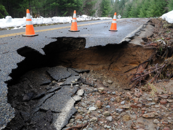 sinkhole in a road