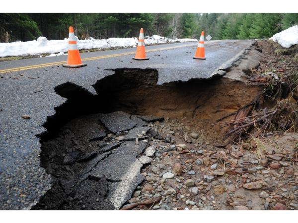 sinkhole on road