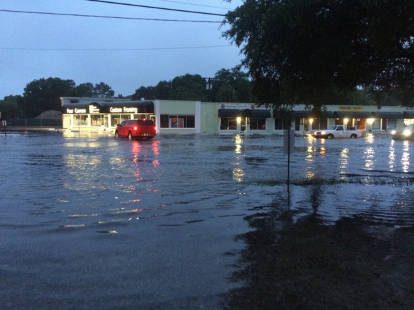 flooded parking lot in tampa bay