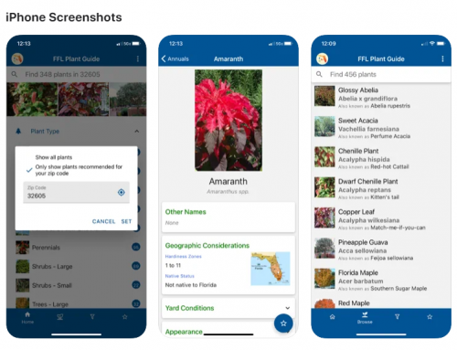 screenshots of florida friendly landscape app