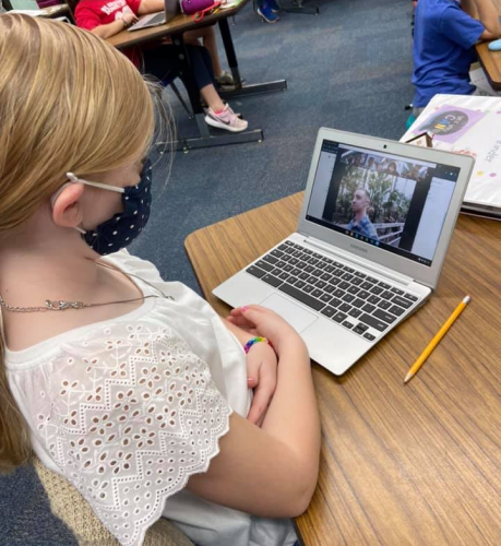 a student watches a virtual SEFS presentation from Alan Ivory