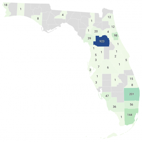 Map of SEFS events in Florida