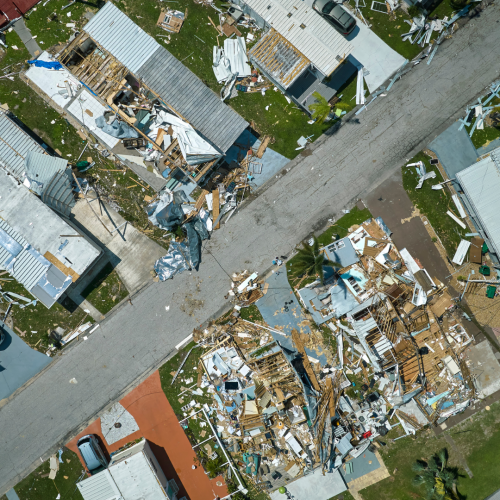 hurricane ian damage flattened houses aerial view