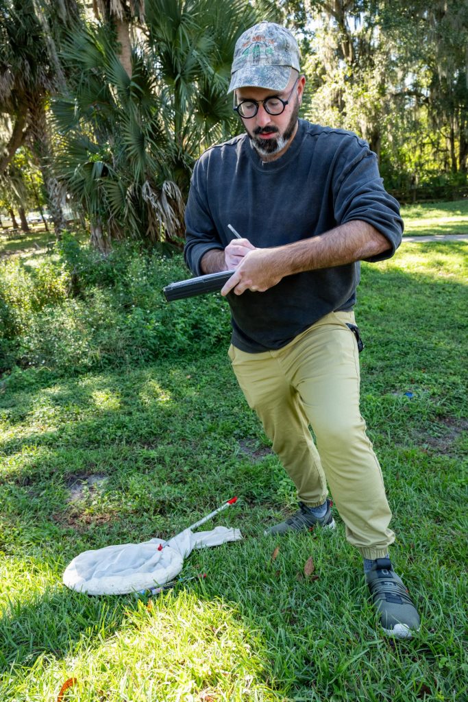 Shirey collecting atala data