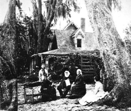 Stowe family in front of their home