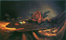 Roses on a Set Palette, oil painting