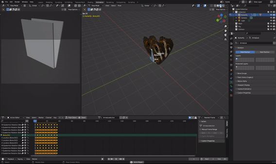 Rigged butterfly animation model