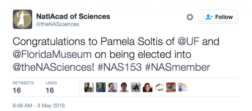 NAS tweet announcing Pam's election